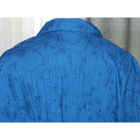 St Johns Bay size 3X deep teal green embroidred buttoned top plus size - Picture 7 of 7